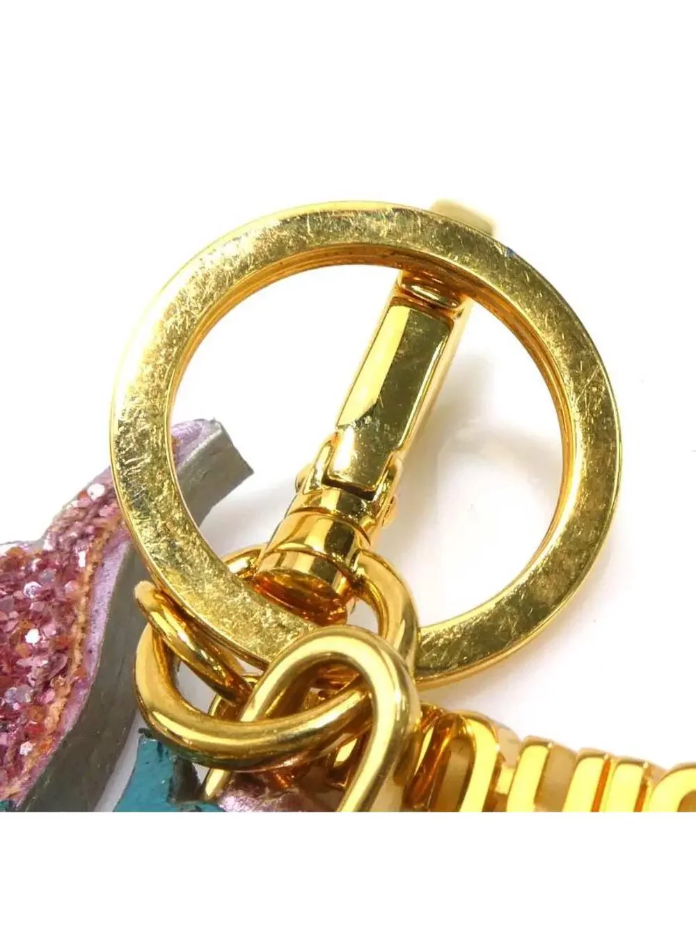 Auth Miumiu Charm Key Ring Purple/Gold #308920M11B